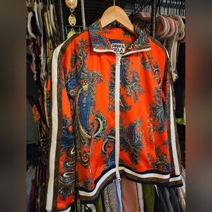 Pam & Gela Orange Paisley Bomber Jacket